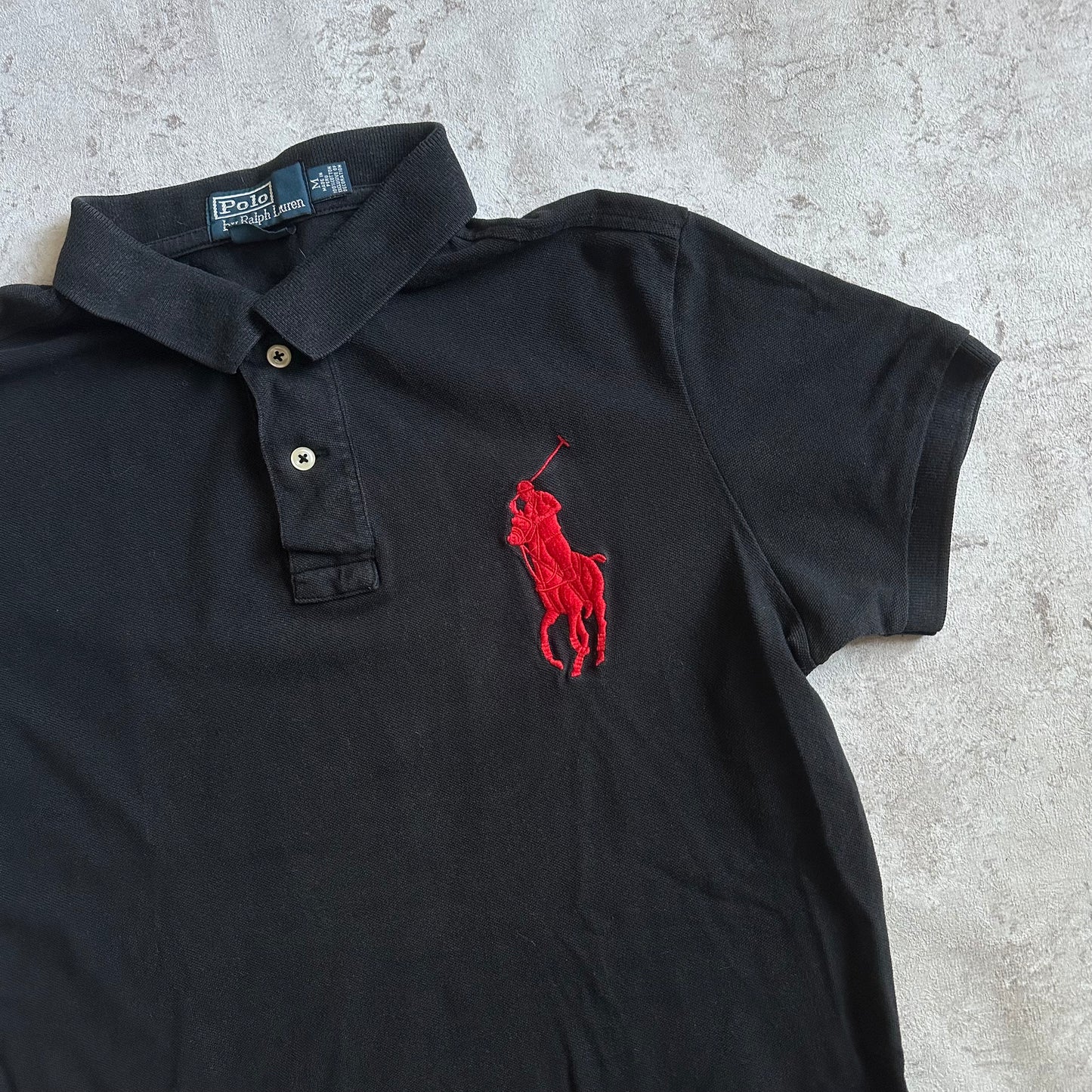 BLACK/RED POLO RALPH LAUREN BIG PONY POLOSHIRT - M