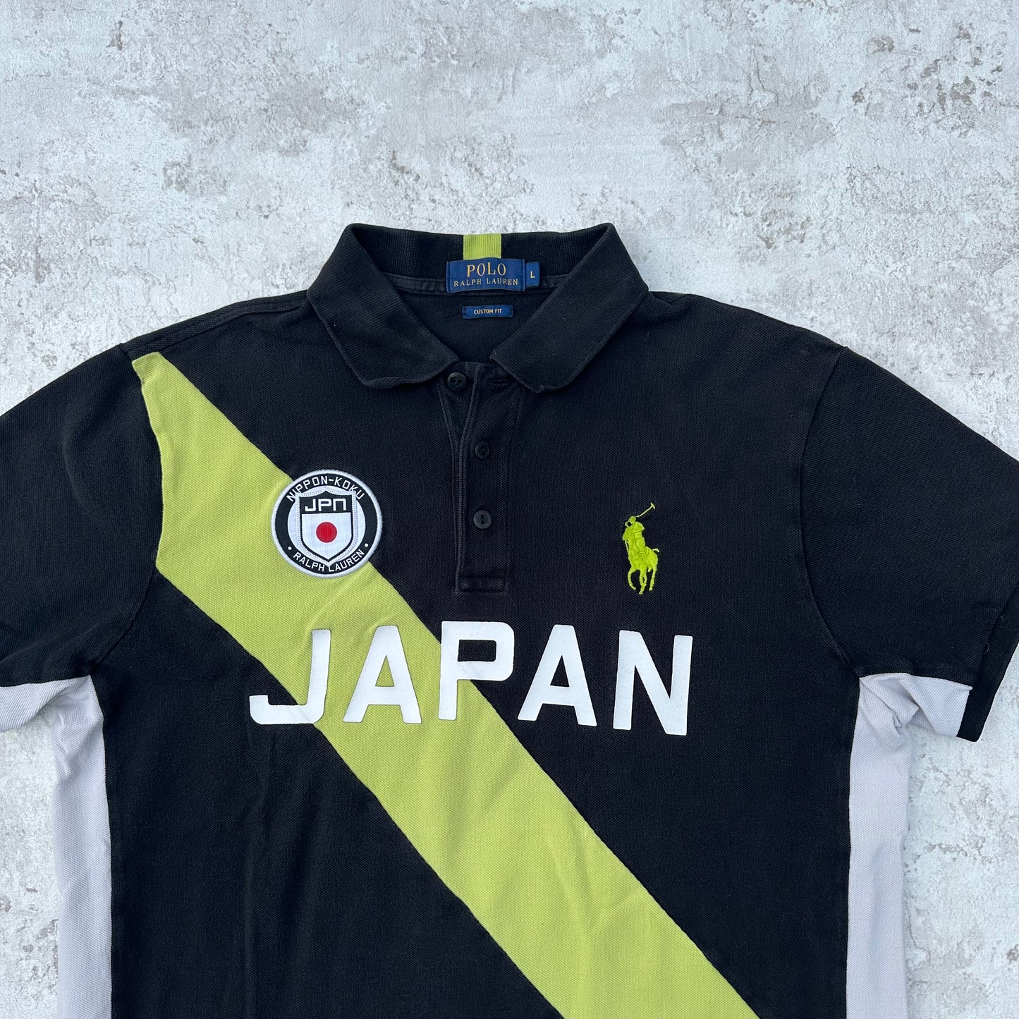BLACK/WHITE POLO RALPH LAUREN BIG PONY JAPAN - L