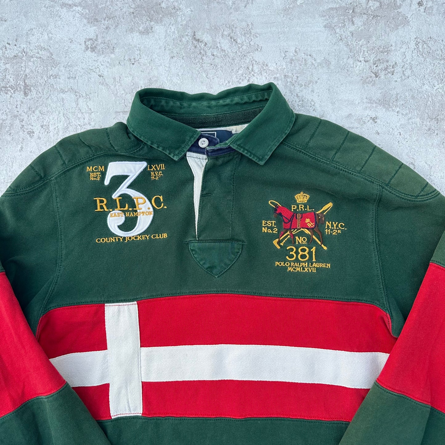 GREEN/RED POLO RALPH LAUREN DENMARK LONGSLEEVE - M