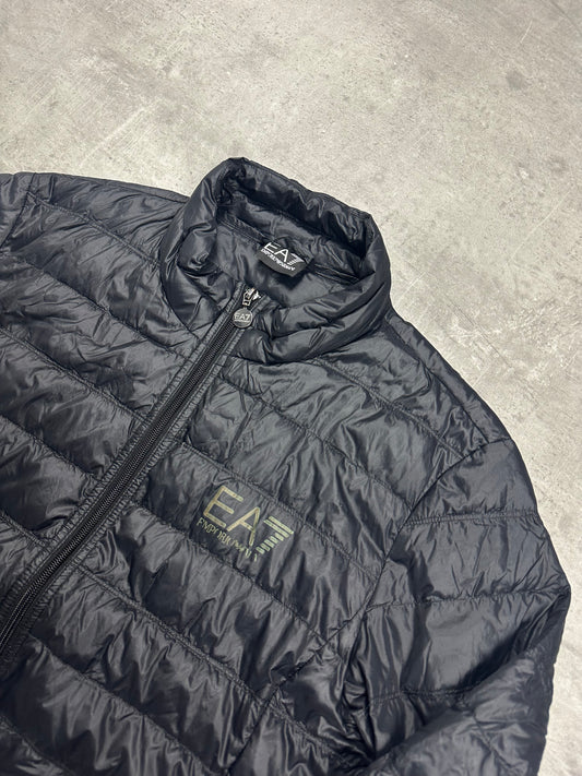 BLACK/GREY VINTAGE EMPORIO ARMANI EA7 DOWN PUFFER JACKET - M/L