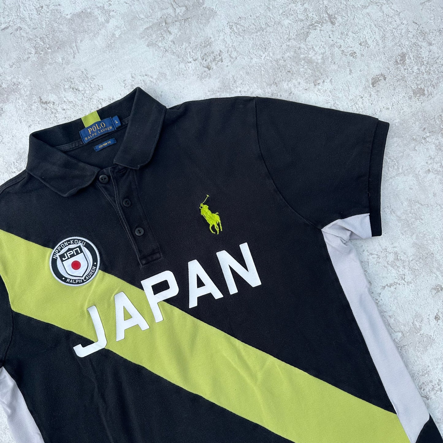 BLACK/WHITE POLO RALPH LAUREN BIG PONY JAPAN - L