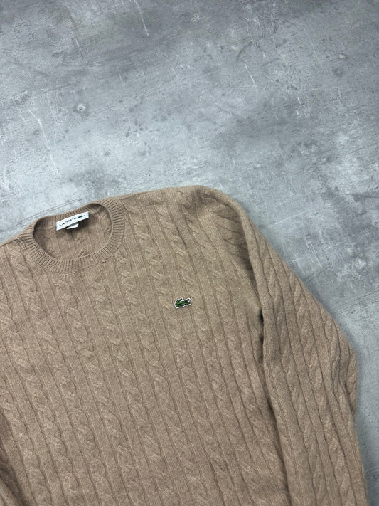 BEIGE LACOSTE WOOL KNIT SWEATER - M/L