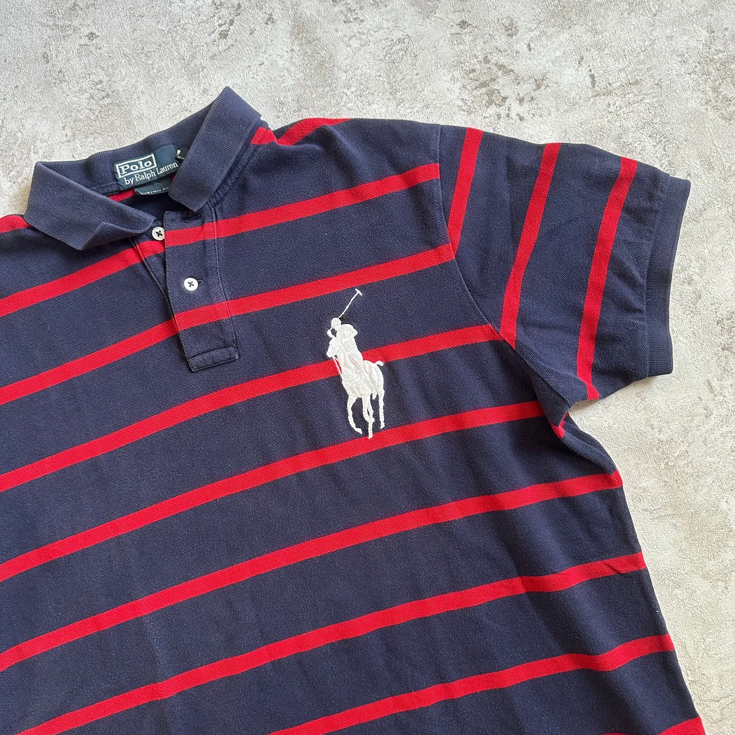 NAVY/RED POLO RALPH LAUREN BIG PONY POLOSHIRT - L/XL