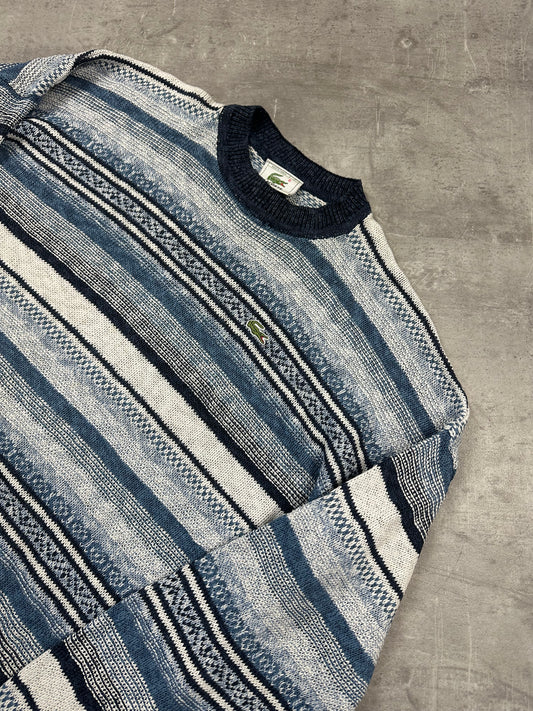 NAVY/WHITE VINTAGE LACOSTE KNIT SWEATSHIRT - 2000s - L/XL