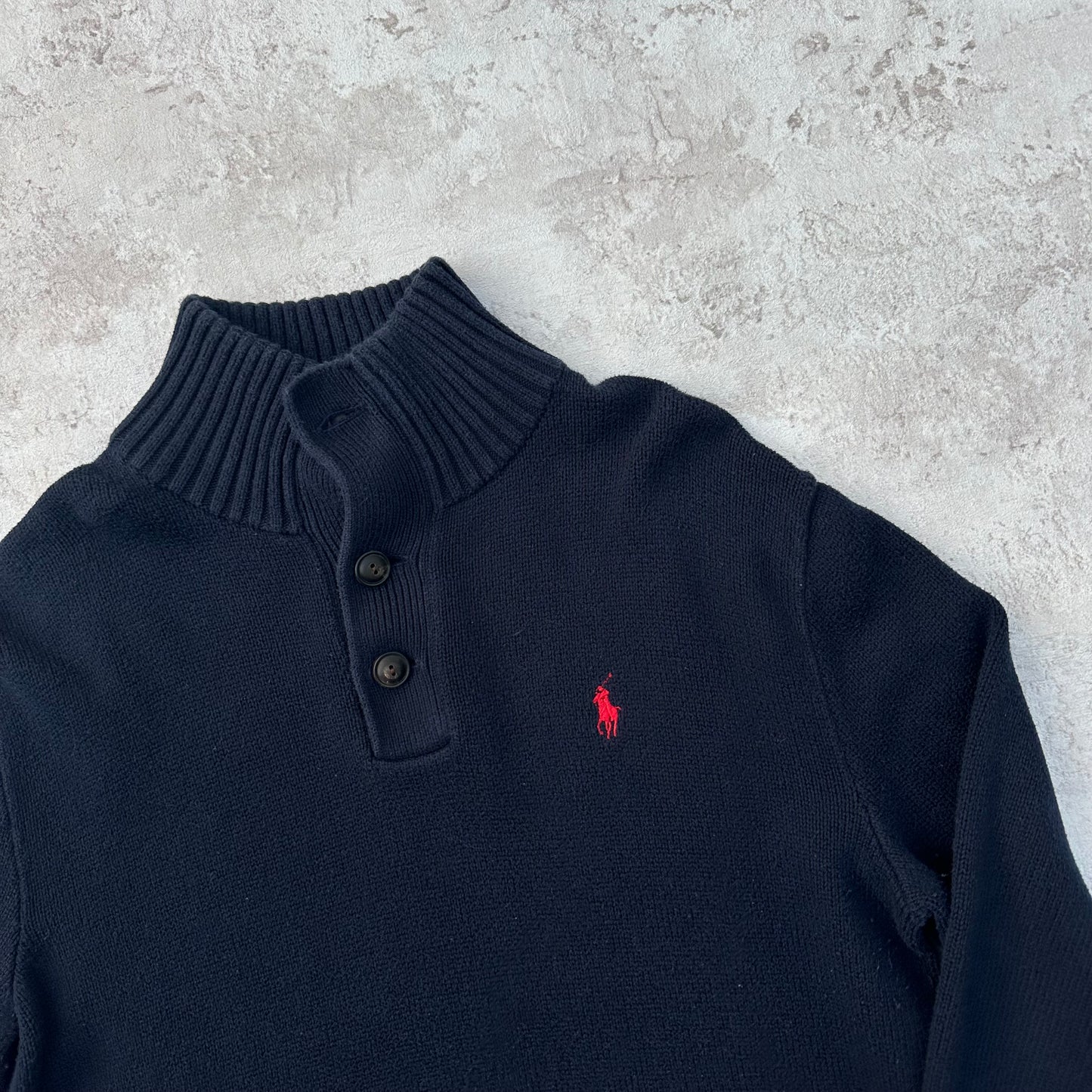 NAVY POLO RALPH LAUREN KNIT HALF ZIP - S