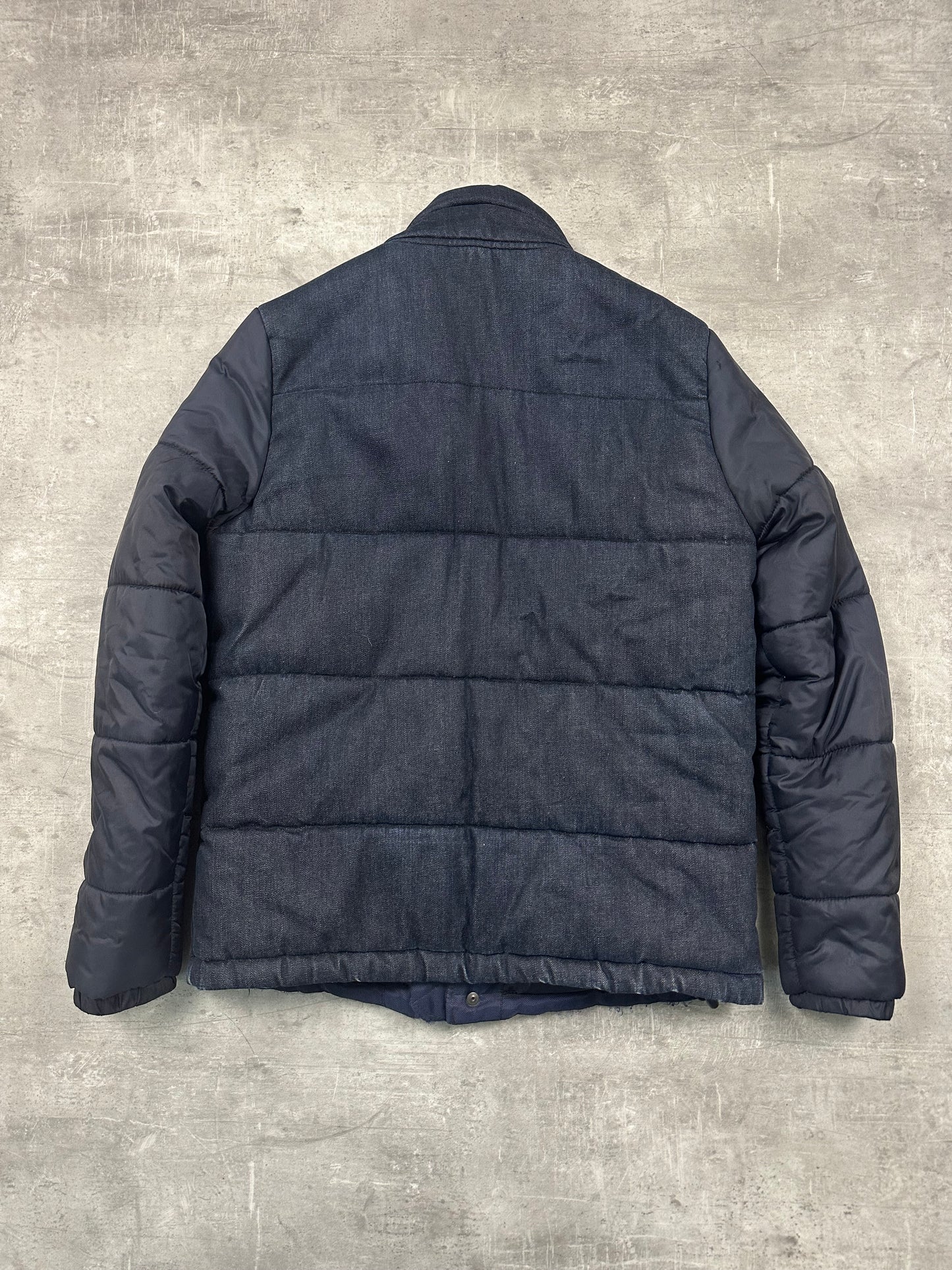 NAVY VINTAGE G-STAR DOWN PUFFER DENIM JACKET - 2000s - M/L