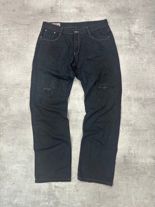 BLACK VINTAGE Y2K JAPANESE STYLE PRINT DENIM - 2000s - M/L