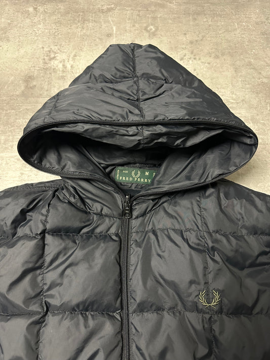 BLACK VINTAGE FRED PERRY DOWN PUFFER JACKET - 2000s - M