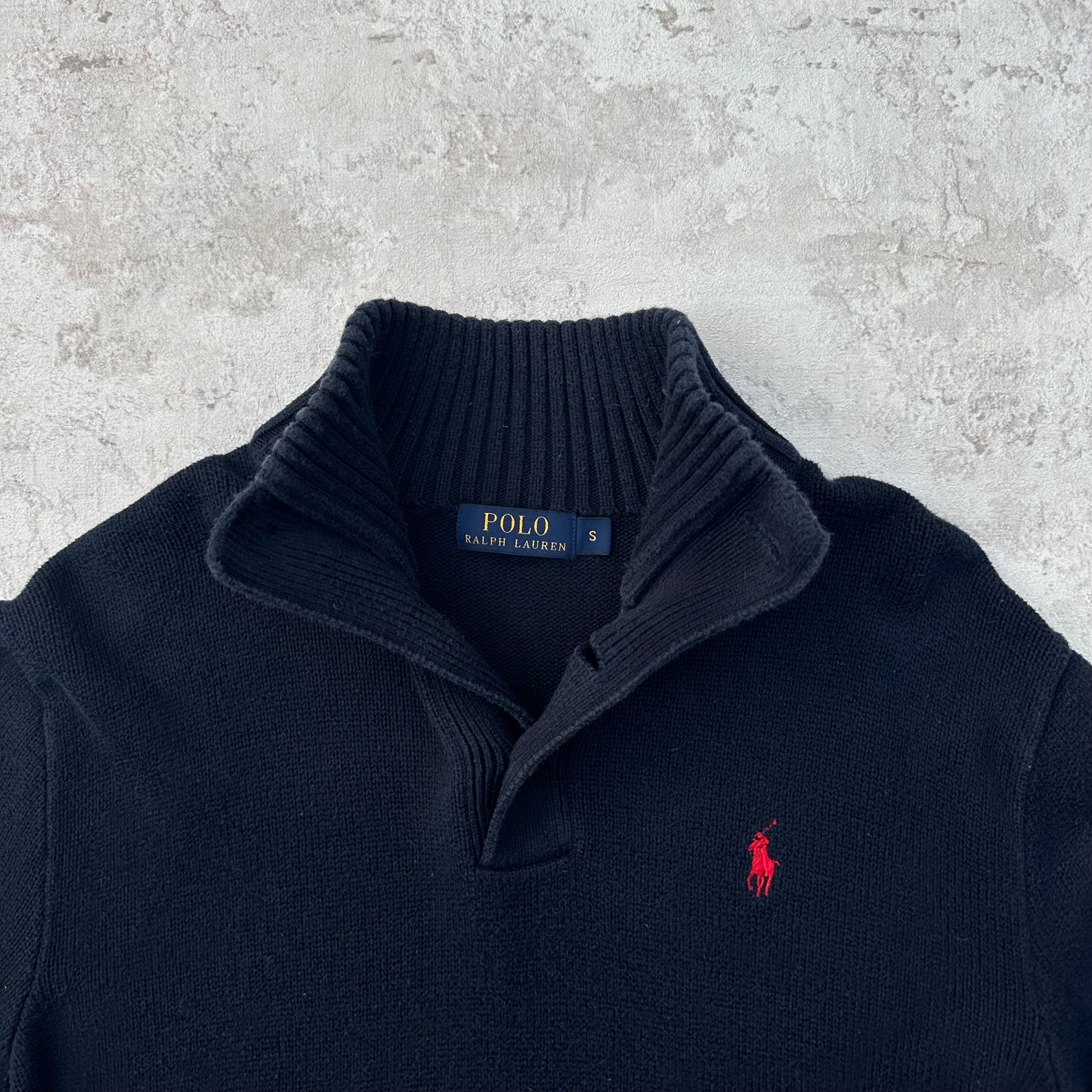 NAVY POLO RALPH LAUREN KNIT HALF ZIP - S