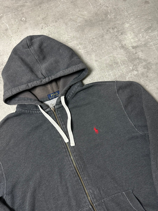 GREY POLO RALPH LAUREN ZIP HOODIE - L/XL