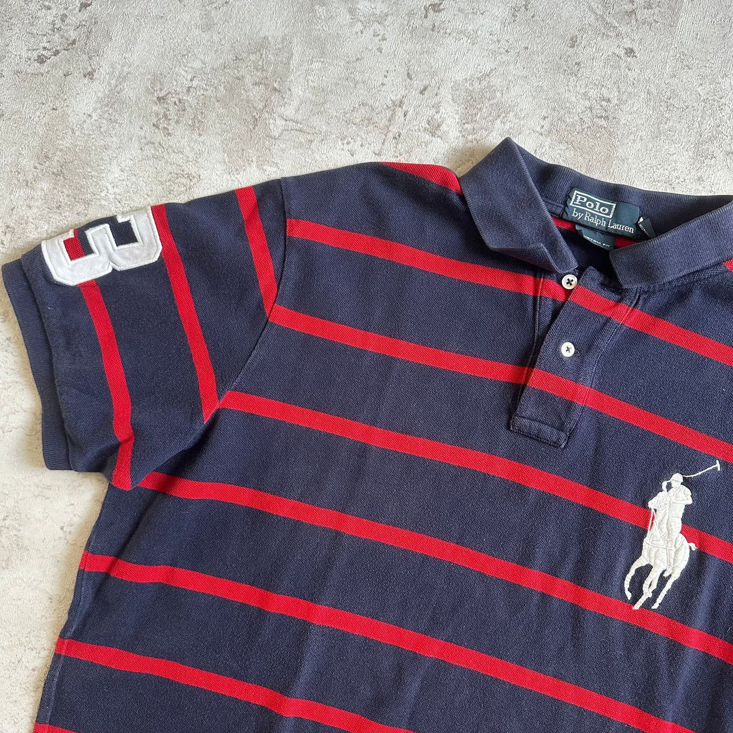 NAVY/RED POLO RALPH LAUREN BIG PONY POLOSHIRT - L/XL