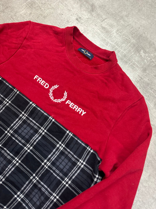 RED/NAVY VINTAGE FRED PERRY SWEATSHIRT KNIT - S/M