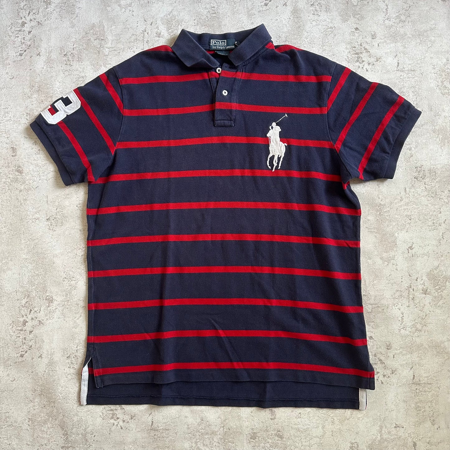 NAVY/RED POLO RALPH LAUREN BIG PONY POLOSHIRT - L/XL
