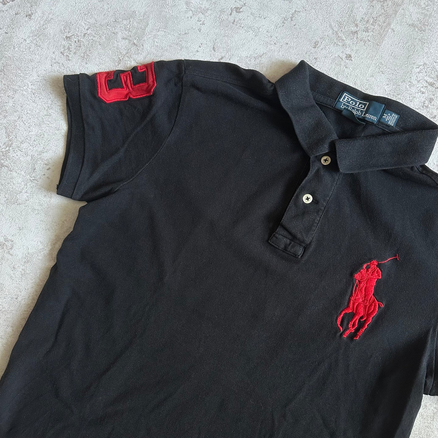 BLACK/RED POLO RALPH LAUREN BIG PONY POLOSHIRT - M