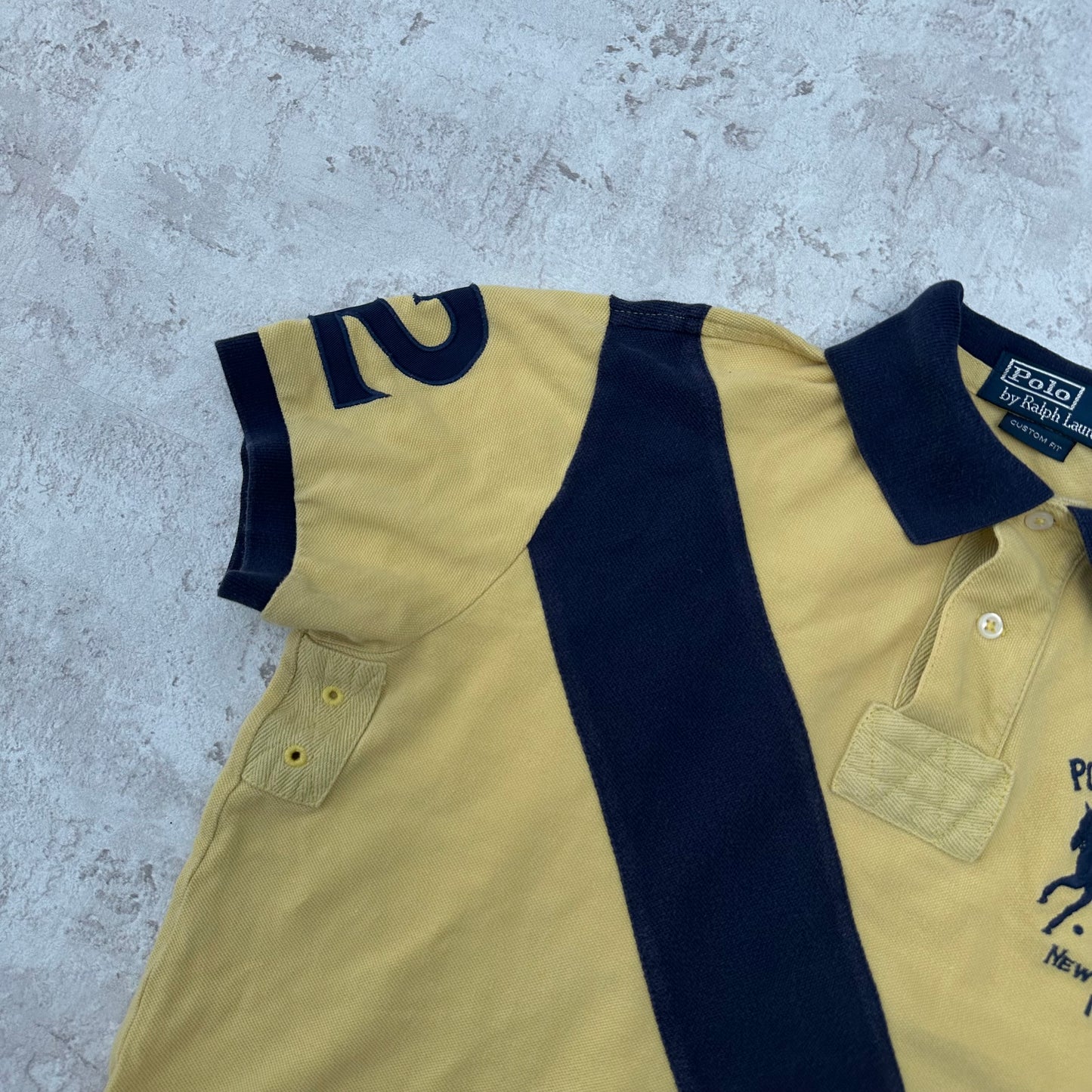 YELLOW/NAVY POLO RALPH LAUREN PONY CLUB POLOSHIRT - M