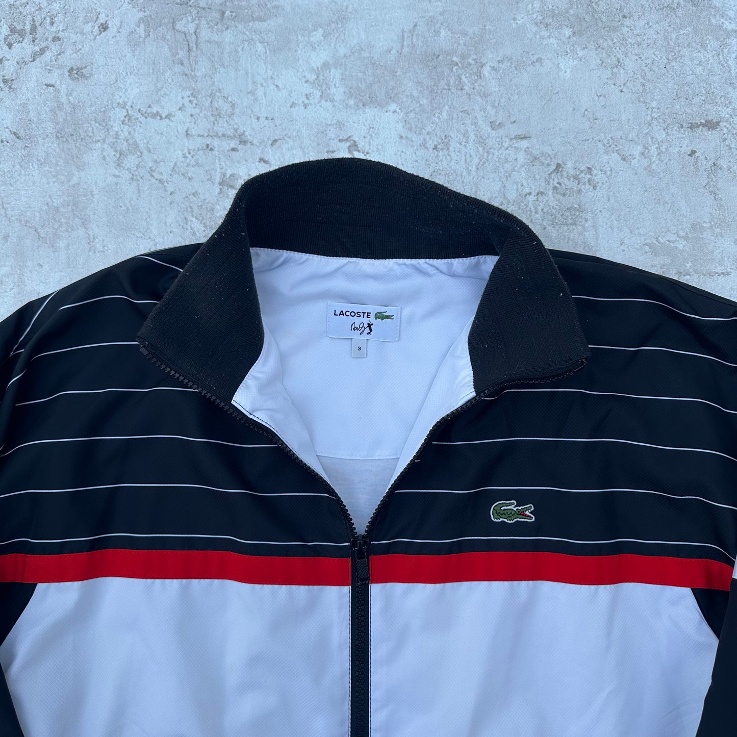 WHITE/BLACK LACOSTE TRACKJACKET - M/L