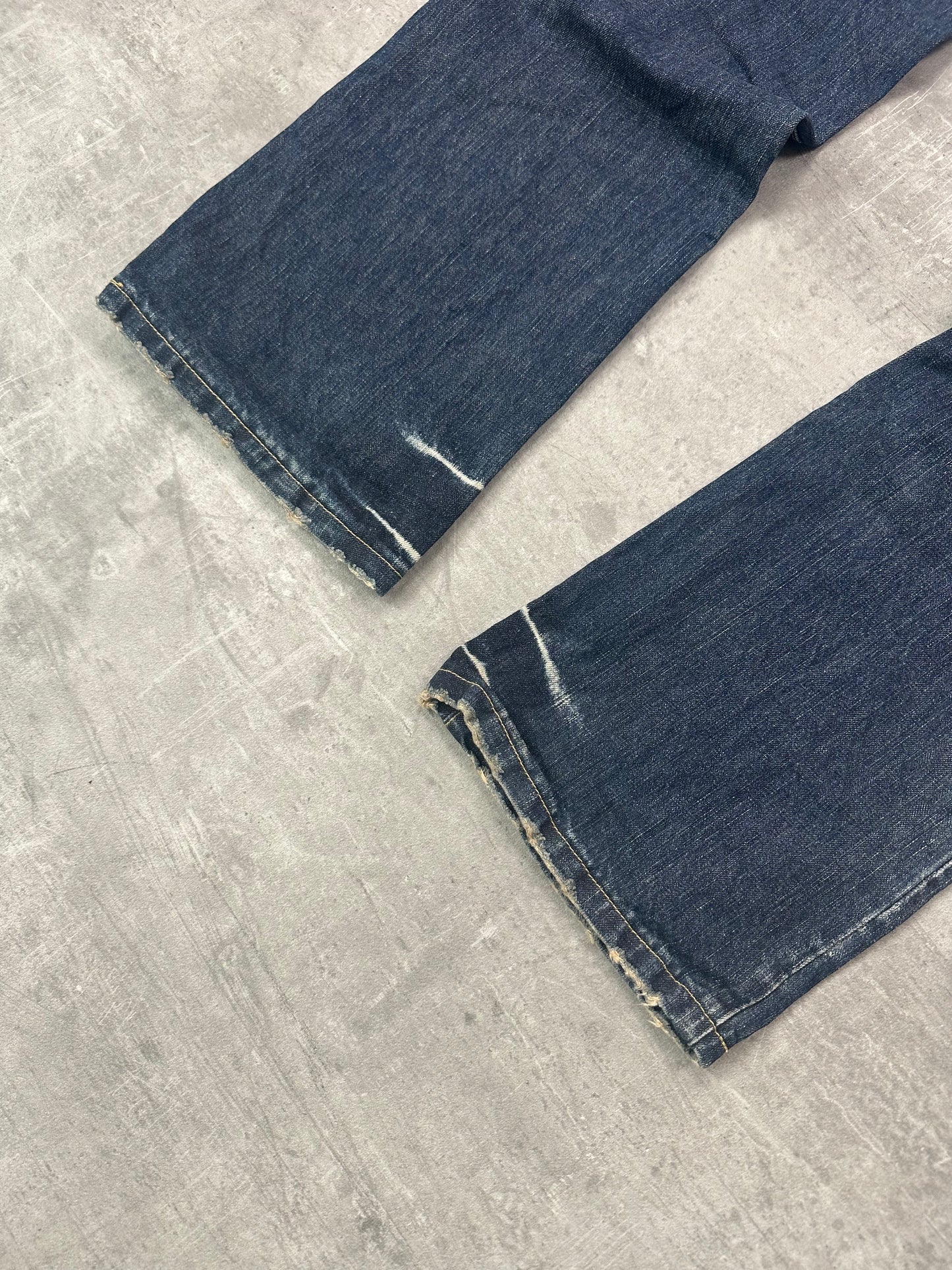 BLUE WASHED VINTAGE Y2K JAPANESE STYLE PRINT DENIM - 2000s - M/L