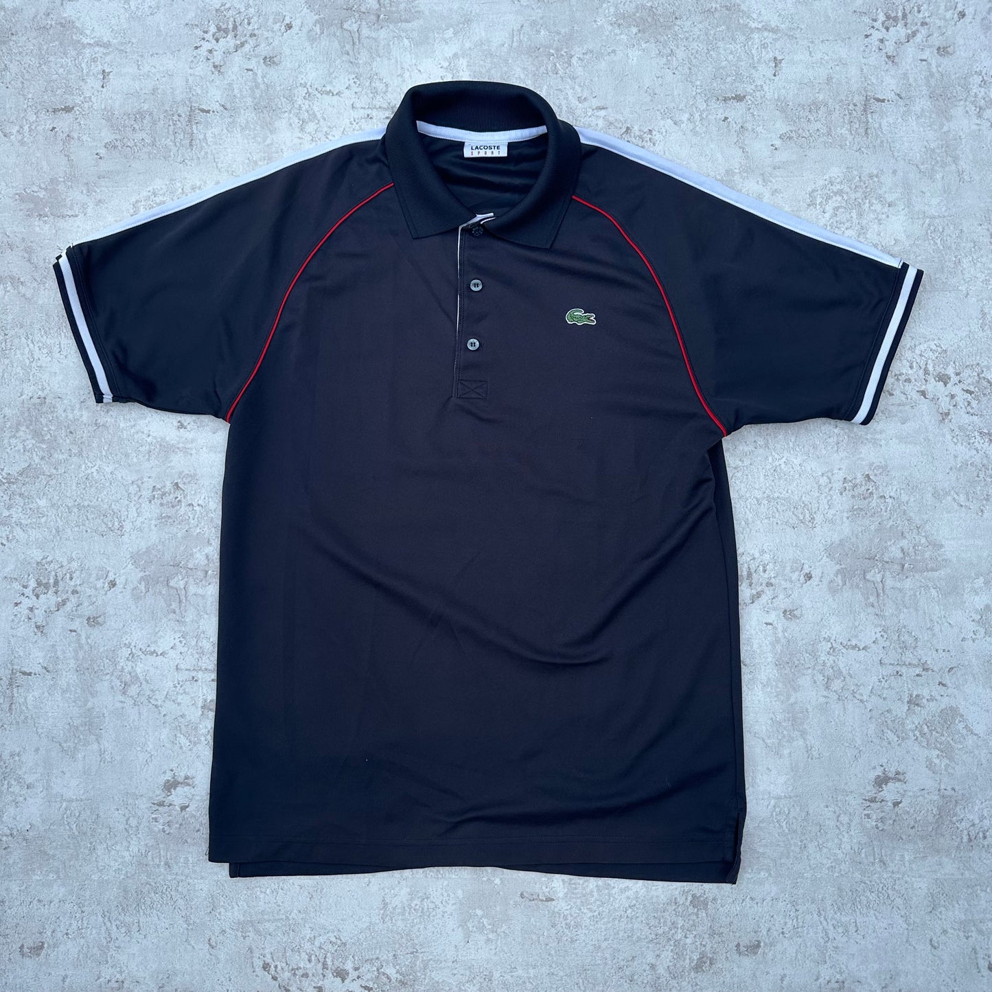 BLACK/RED LACOSTE SPORT POLOSHIRT - 2000s - M