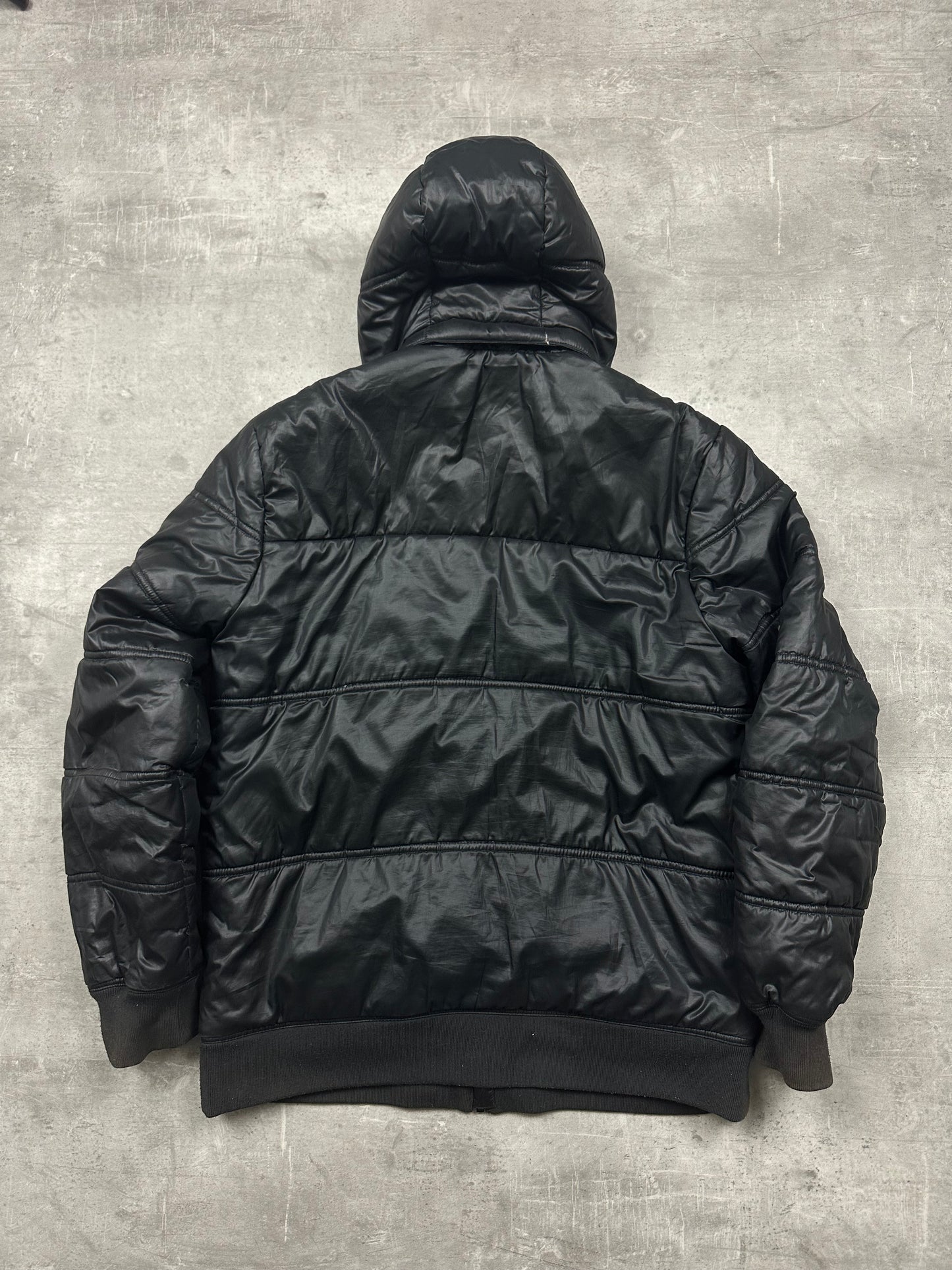 BLACK VINTAGE ADIDAS DOWN PUFFER JACKET - 2000s - L/XL