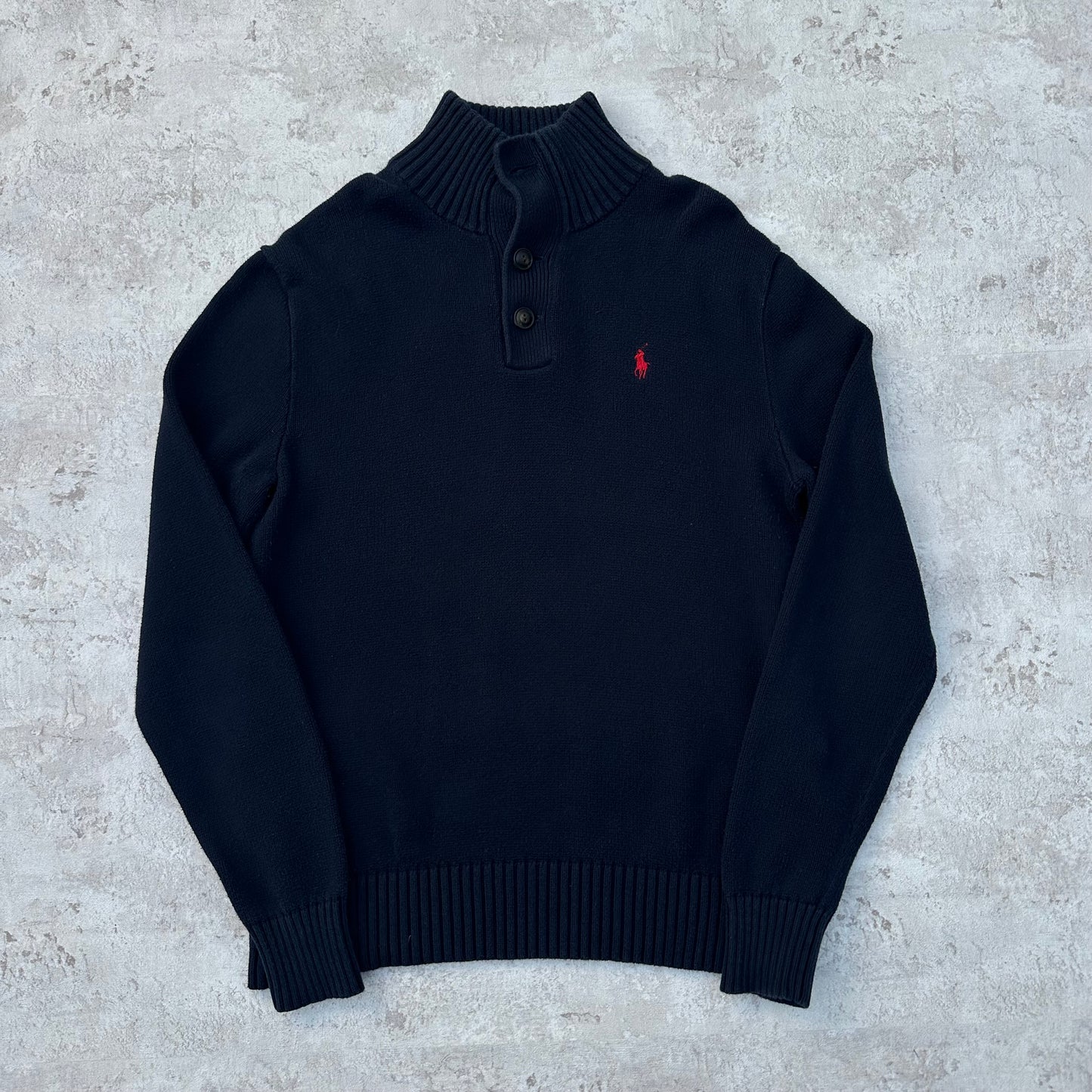 NAVY POLO RALPH LAUREN KNIT HALF ZIP - S
