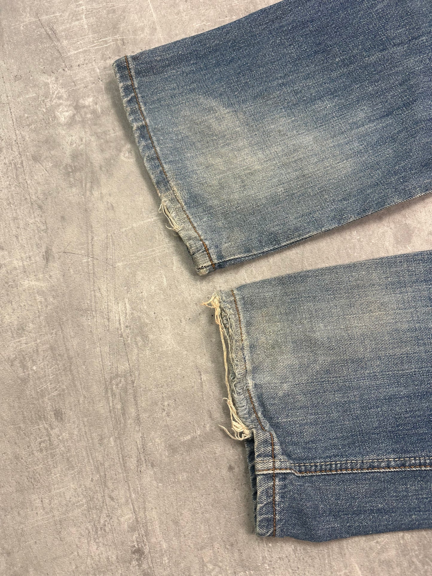 BLUE WASHED VINTAGE Y2K JAPANESE STYLE PRINT DENIM - 2000s - M/L