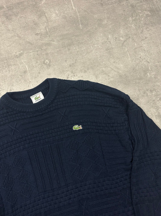NAVY VINTAGE LACOSTE CABLE KNIT PULLOVER - M/L