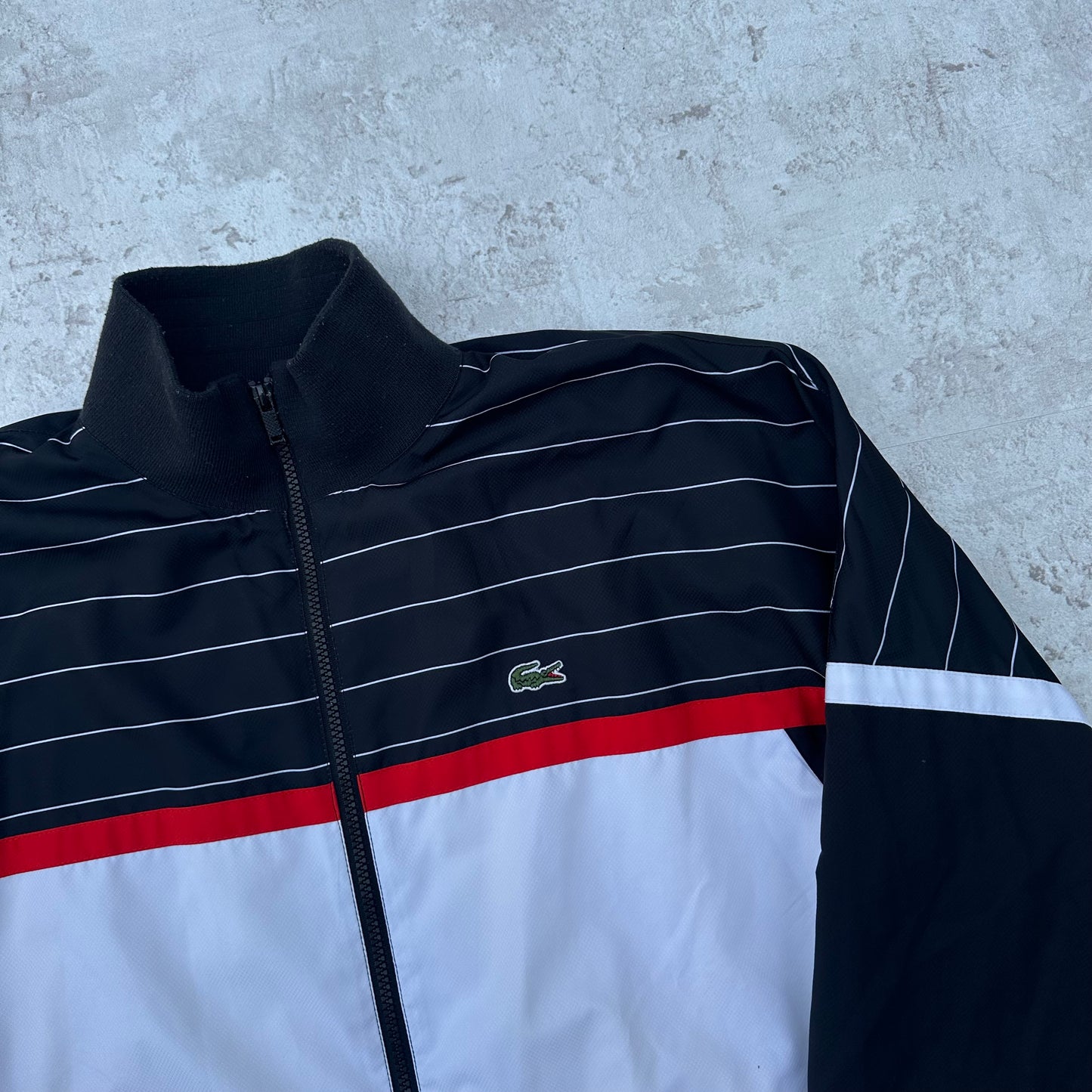 WHITE/BLACK LACOSTE TRACKJACKET - M/L