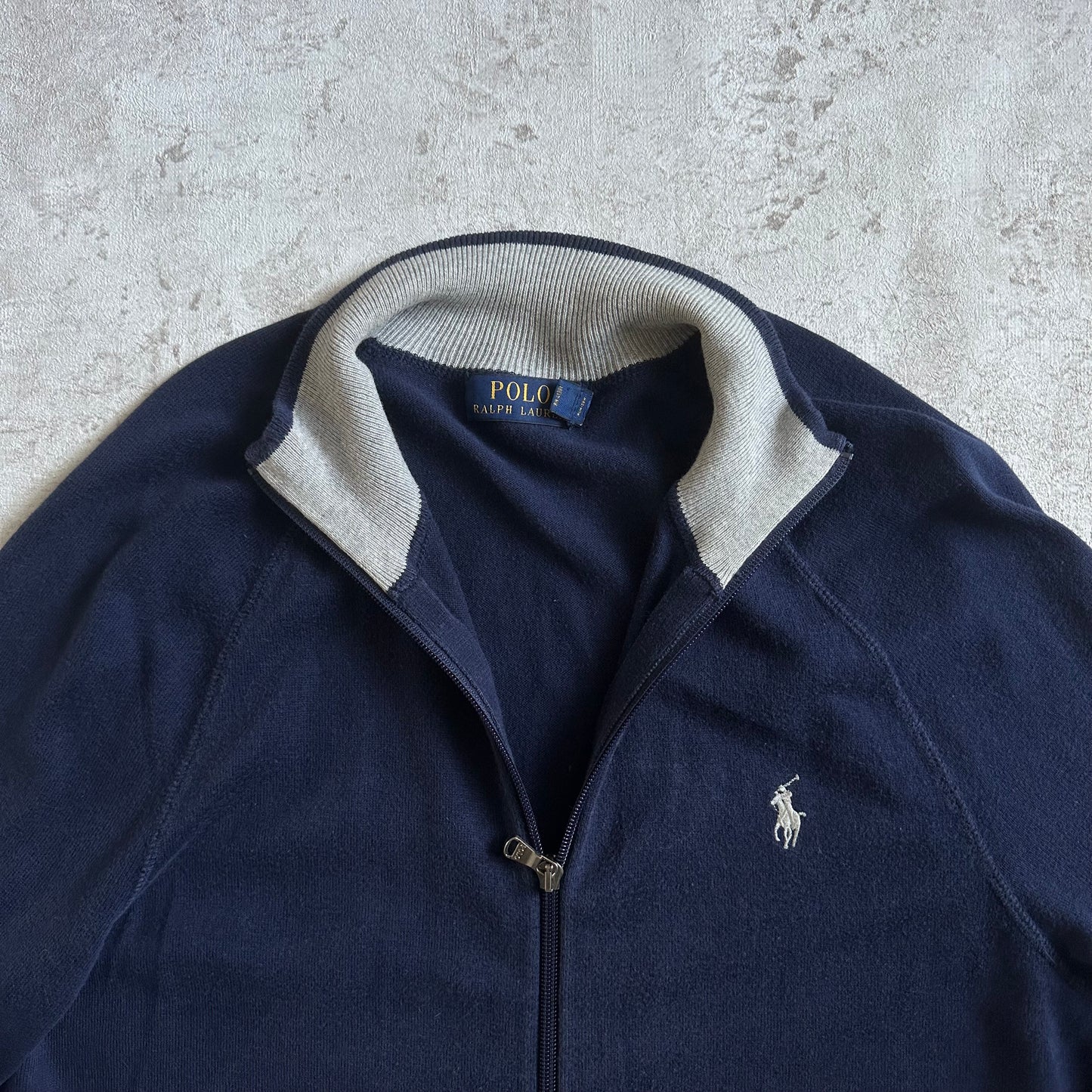NAVY/GREY RALPH LAUREN ZIP SWEATSHIRT - M/L