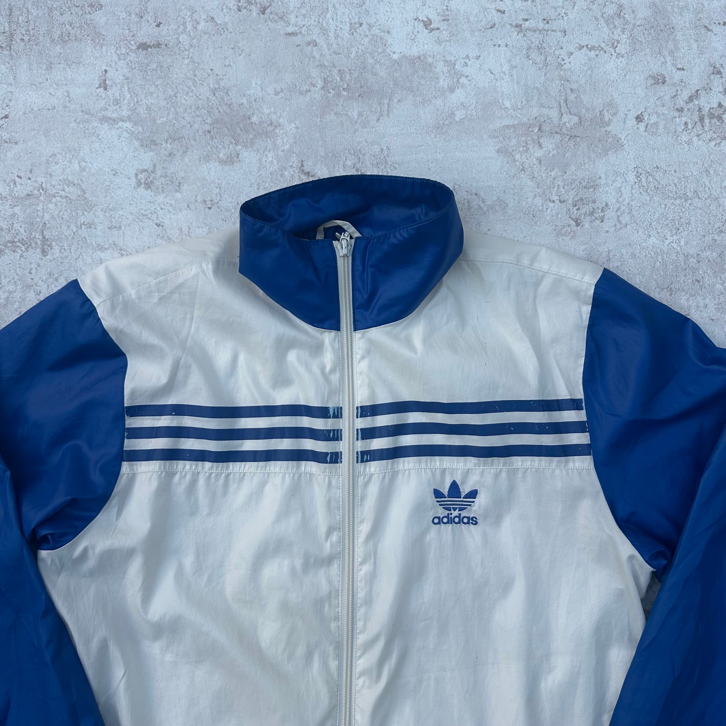WHITE/BLUE ADIDAS RETRO TRACKJACKET - 2000s - S/M