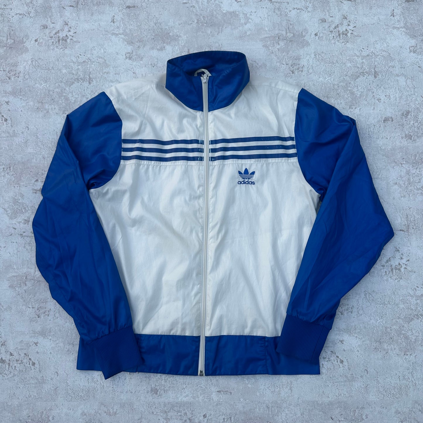 WHITE/BLUE ADIDAS RETRO TRACKJACKET - 2000s - S/M