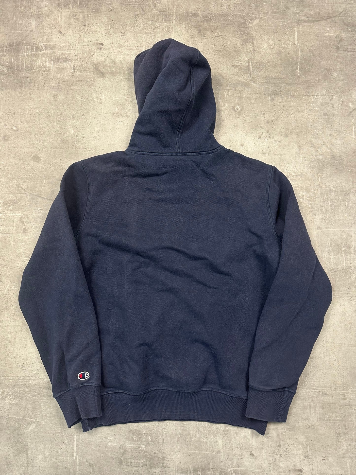 NAVY/RED VINTAGE CHAMPION HOODIE - 2000s - M