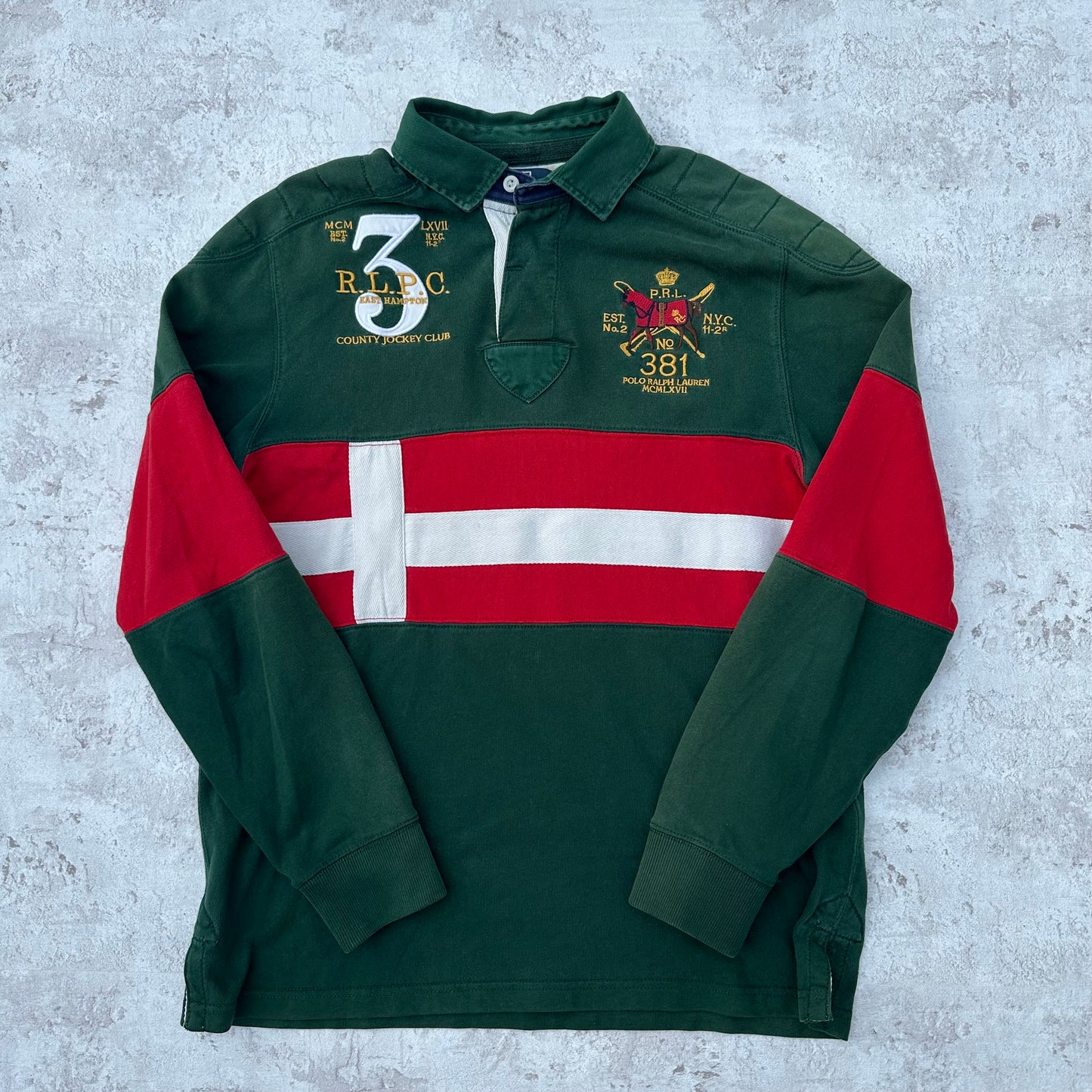 GREEN/RED POLO RALPH LAUREN DENMARK LONGSLEEVE - M