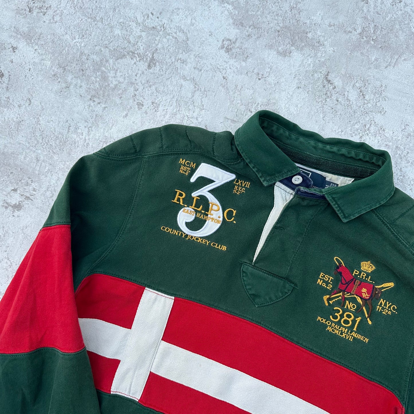 GREEN/RED POLO RALPH LAUREN DENMARK LONGSLEEVE - M
