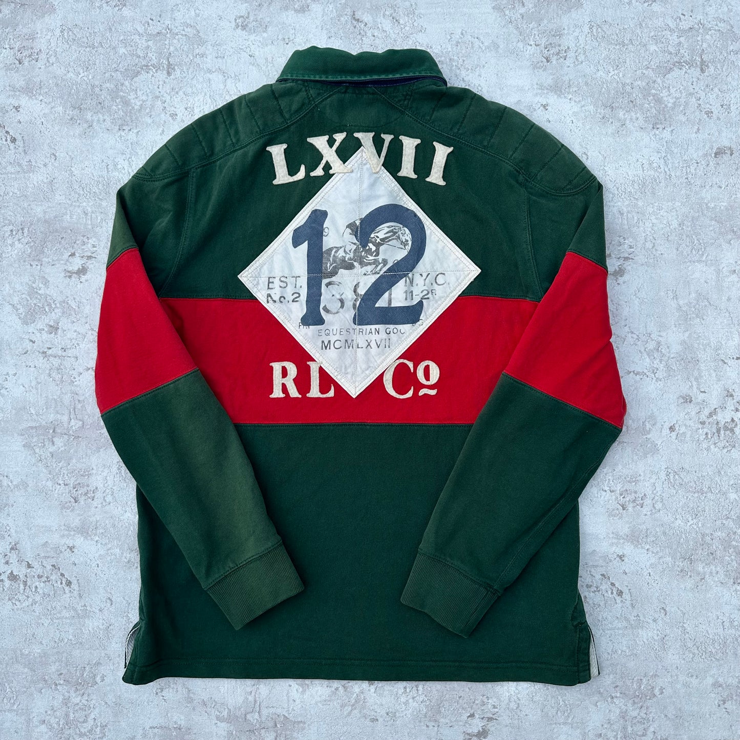 GREEN/RED POLO RALPH LAUREN DENMARK LONGSLEEVE - M