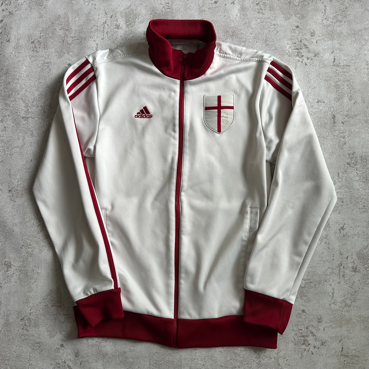WHITE/RED ADIDAS ENGLAND TRACKJACKET - 2000s - S/M