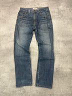 BLUE WASHED VINTAGE Y2K JAPANESE STYLE PRINT DENIM - 2000s - M/L