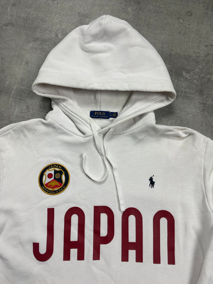 WHITE/RED VINTAGE POLO RALPH LAUREN PONY JAPAN HOODIE RARE - 2000s - L