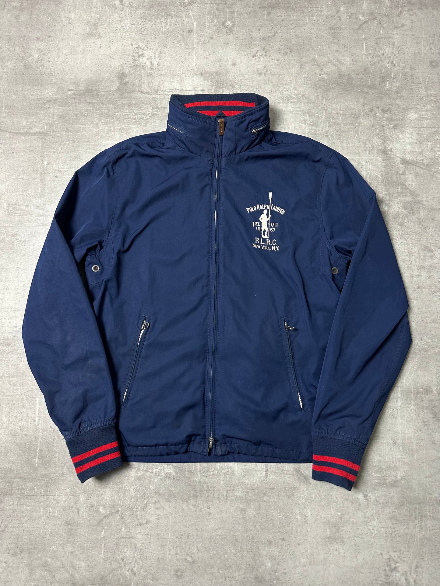 NAVY/RED POLO RALPH LAUREN PONY CLUB BOMBER JACKET - S/M