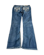 BLUE VINTAGE ROCK REVIVAL EMBROIDERY BOOTCUT DENIM (W)