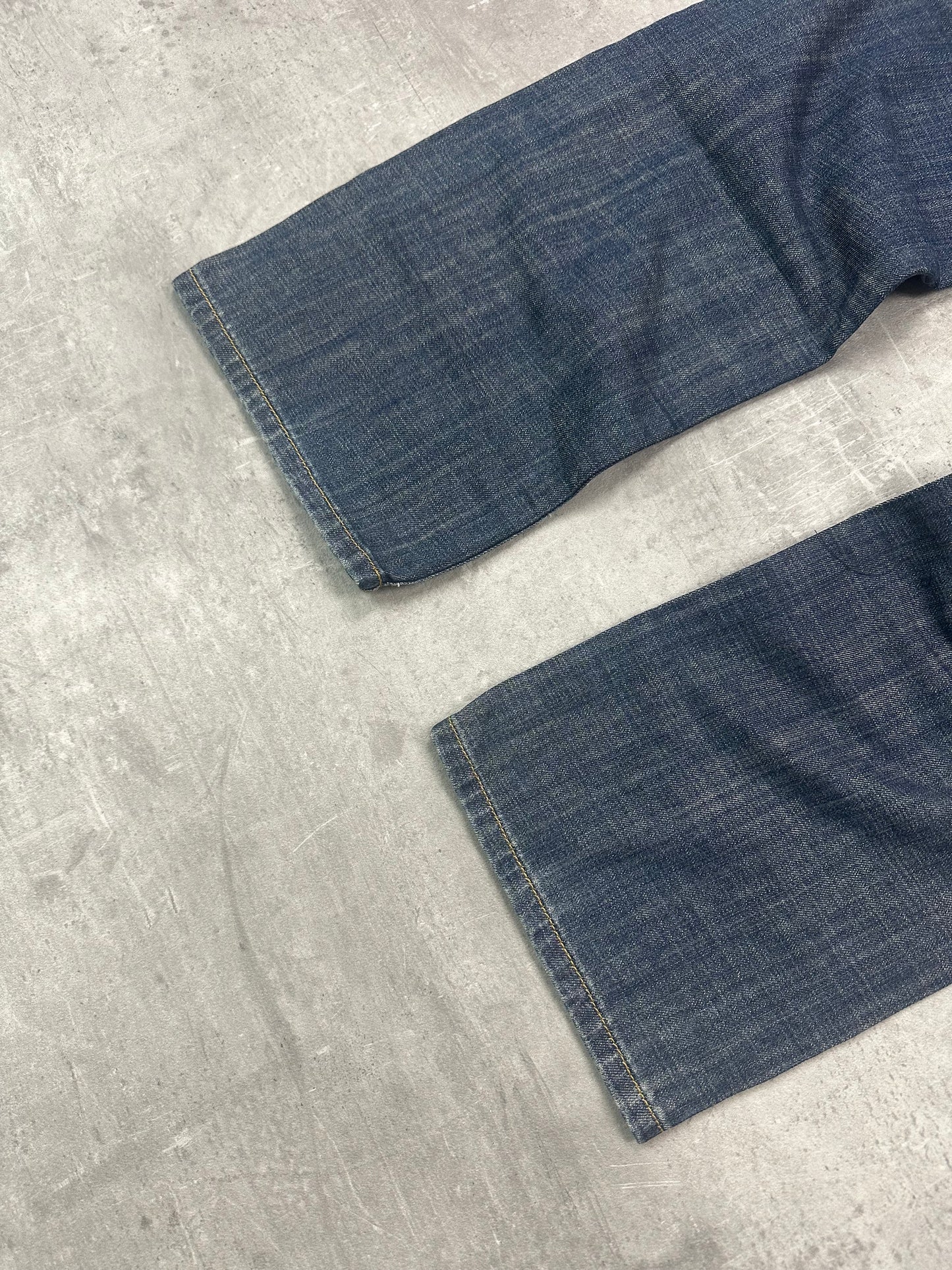 BLUE VINTAGE Y2K JAPANESE STYLE PRINT DENIM - S