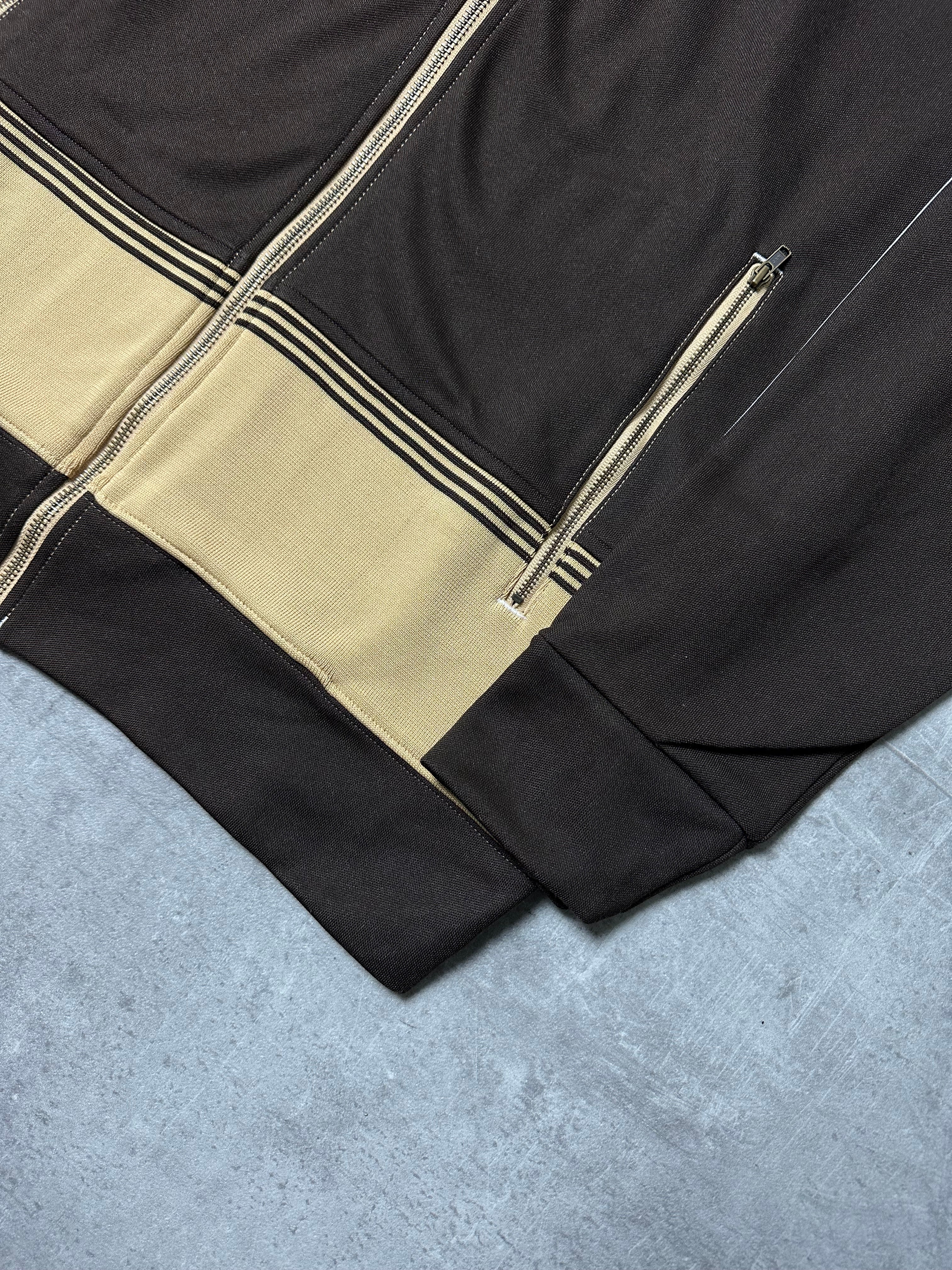 BROWN/CREAM VINTAGE ADIDAS FIREBIRD RARE TRACK JACKET - 2000s - M/L