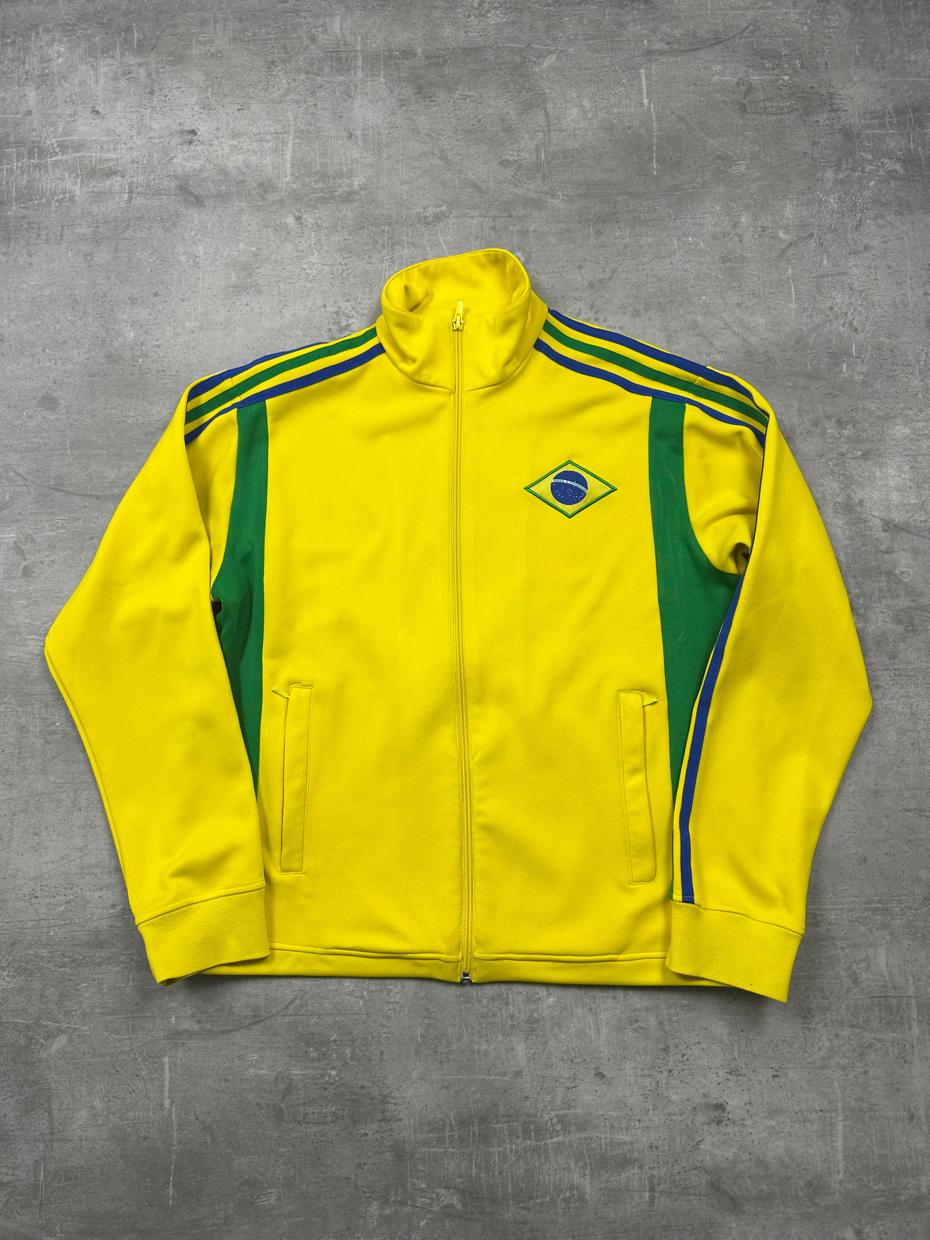 YELLOW/GREEN VINTAGE ADIDAS 2006 BRAZIL TRACK JACKET - M
