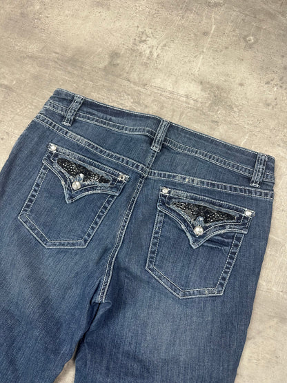 BLUE VINTAGE Y2K MISS ME STYLE BOOTCUT DENIM - 2000s - S/M