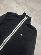 BLACK/WHITE LACOSTE ZIP KNIT SWEATSHIRT - M