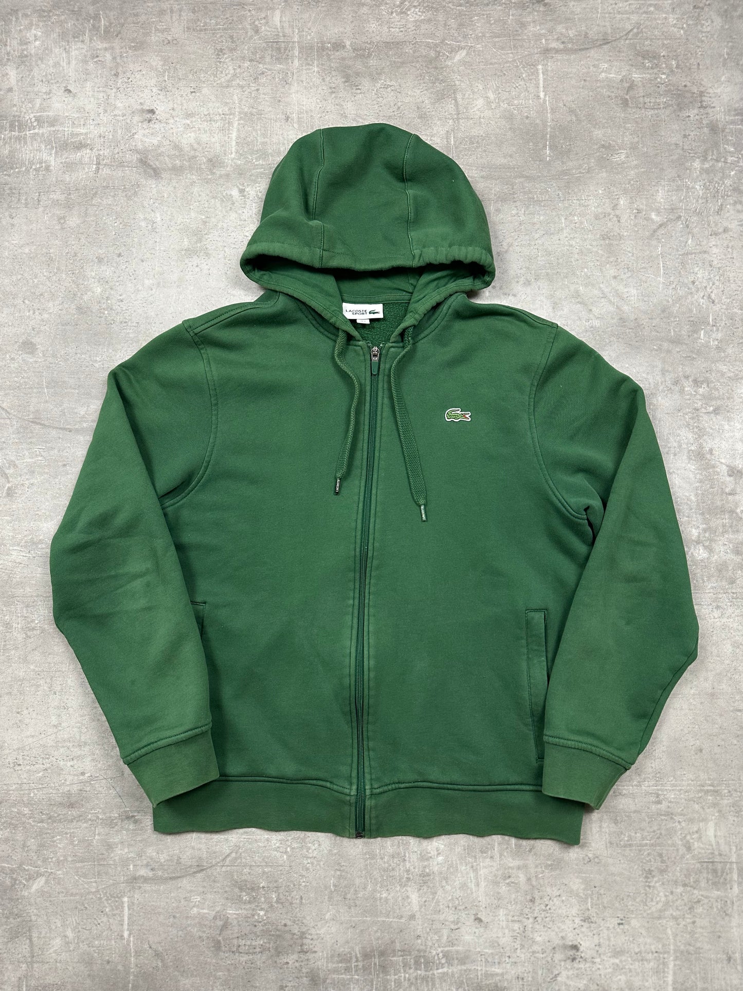 GREEN LACOSTE ZIP HOODIE - M/L