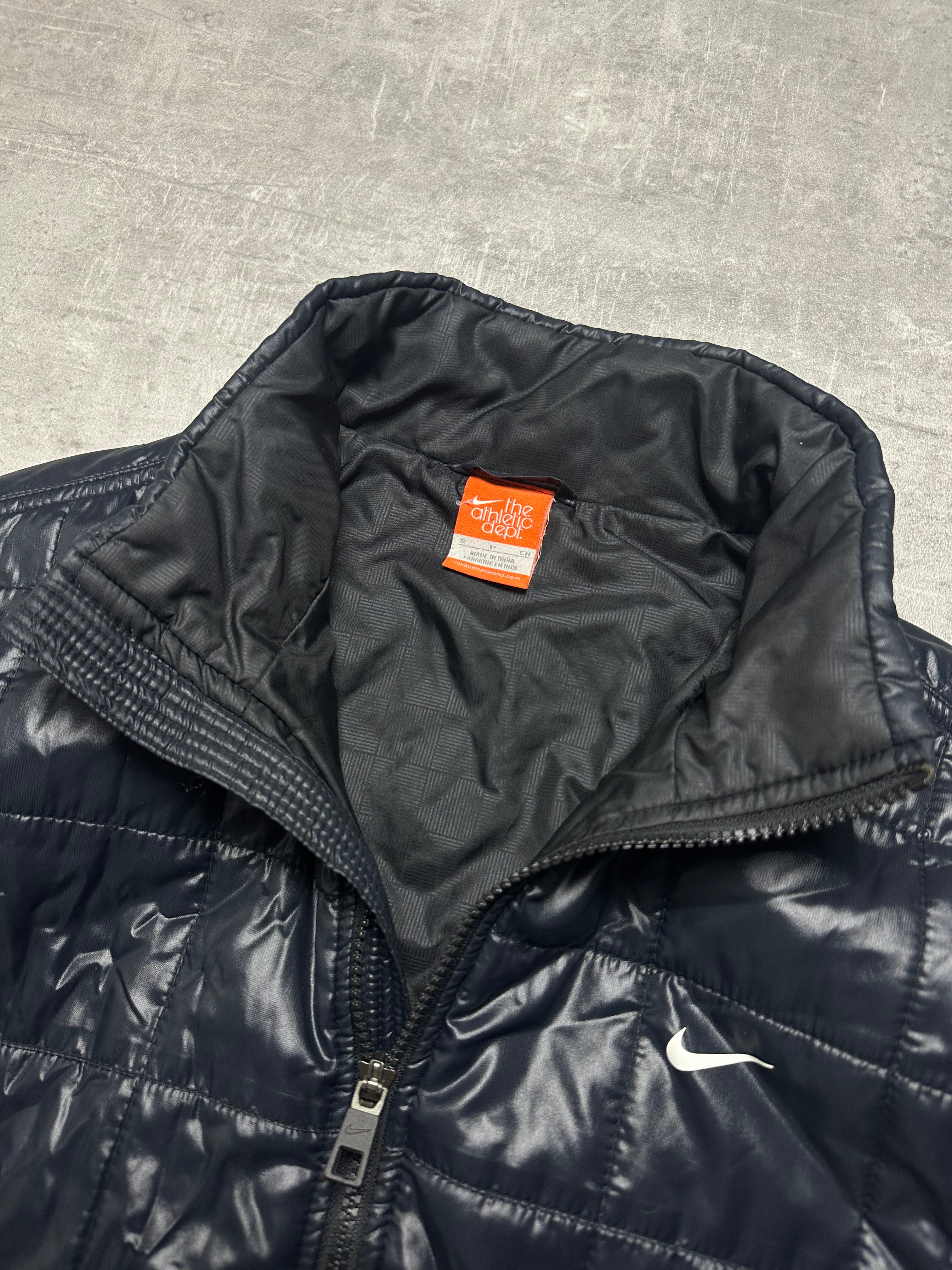 BLACK NIKE RETRO SHINY JACKET - 2000s - S/M