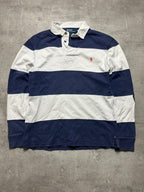 WHITE/BLUE POLO RALPH LAUREN PONY LONGSLEEVE - M