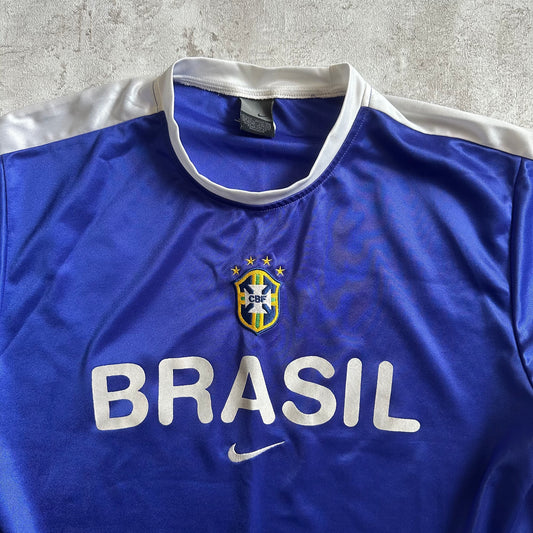 BLUE/WHITE NIKE VINTAGE BRASIL JERSEY - 2000s - M/L