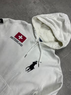 WHITE POLO RALPH LAUREN BIG PONY SWITZERLAND HOODIE - L