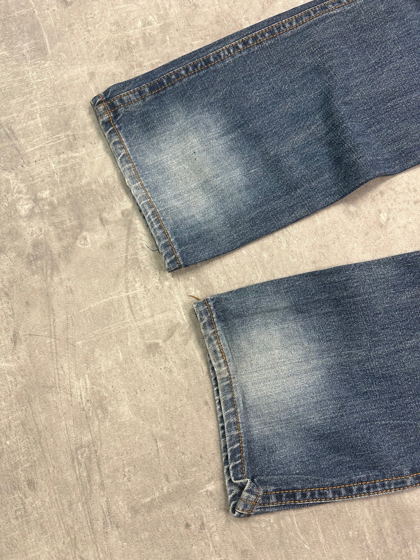 BLUE WASHED VINTAGE Y2K JAPANESE STYLE PRINT DENIM - 2000s - M/L